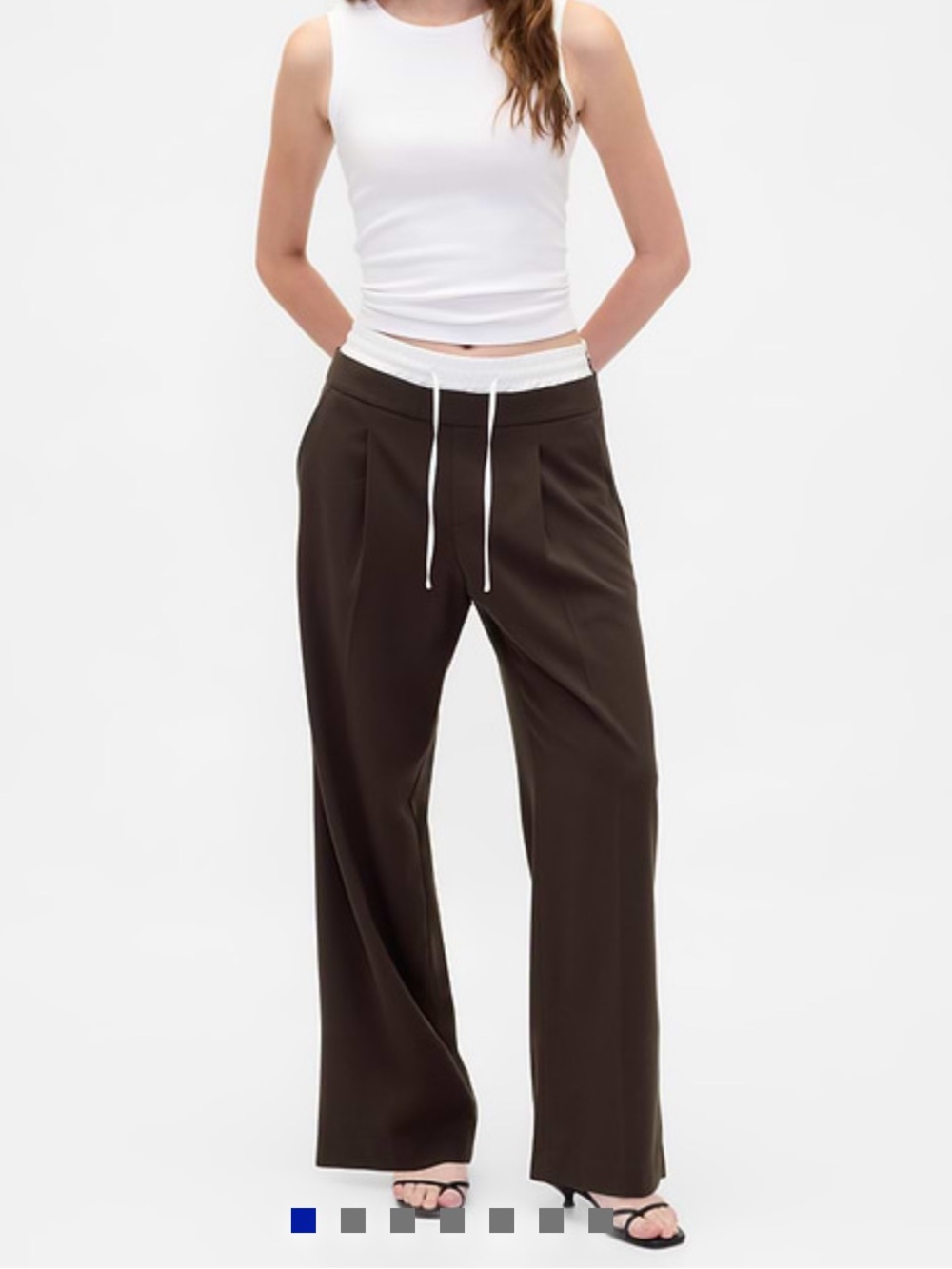 GAP Wide-Leg Drawstring Pants in Dark Brown